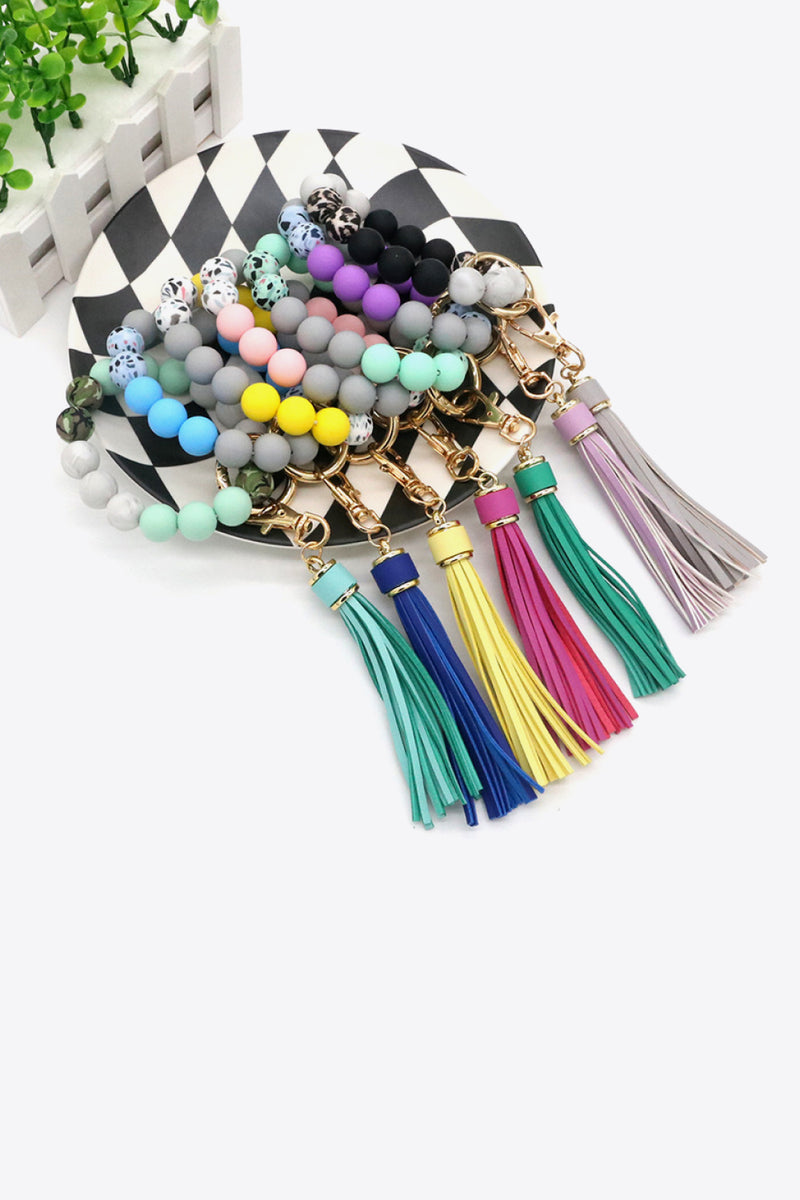 Multicolored Beaded Fringe Keychain