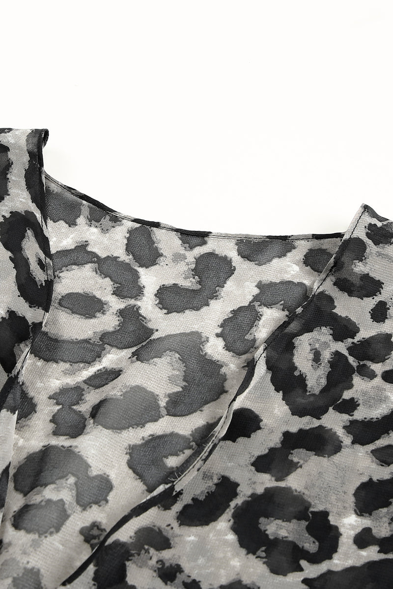 Plus Size Leopard Open Front Kimono