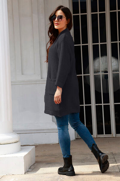 Open Front Long Sleeve Cardigan with Pockets