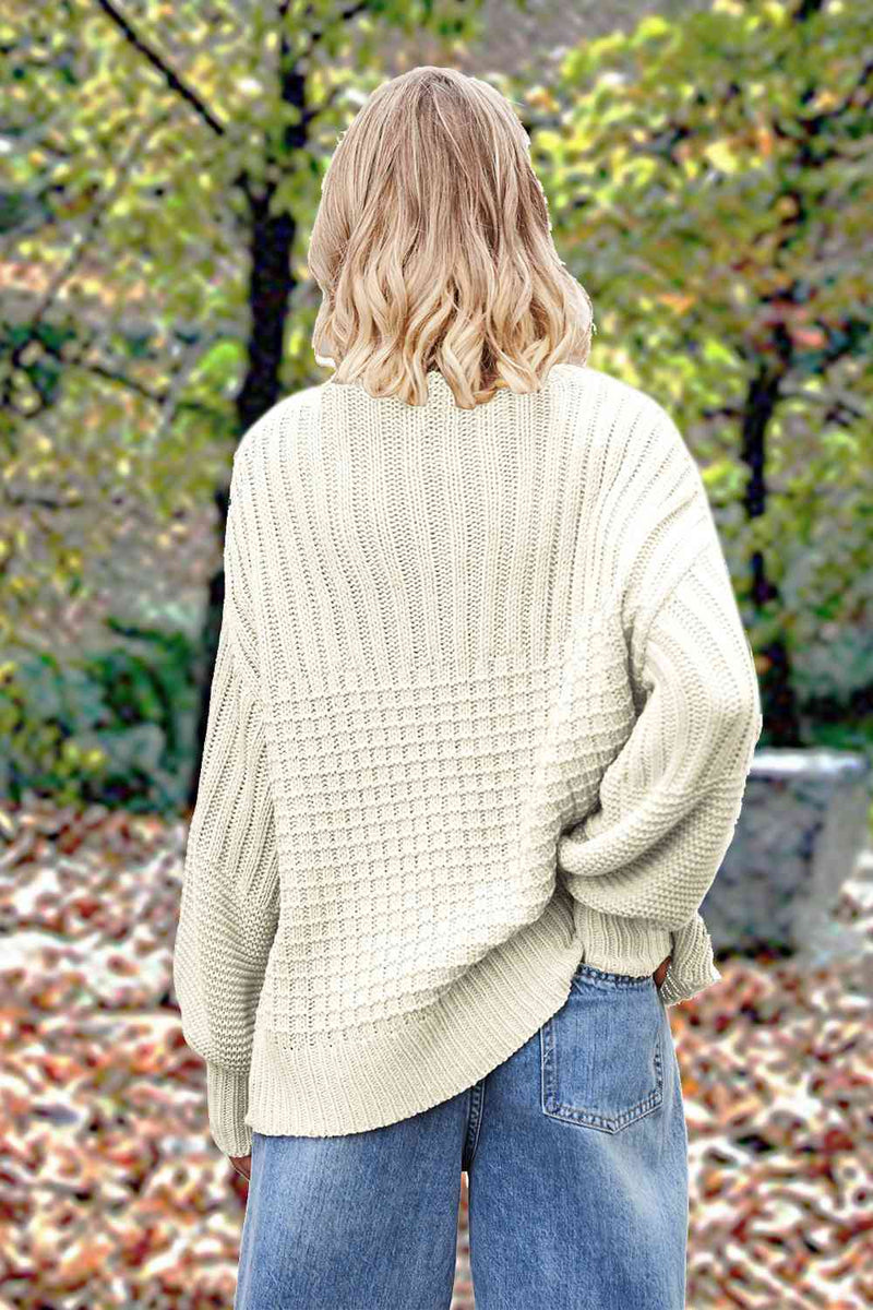 Round Neck Lantern Sleeve Sweater