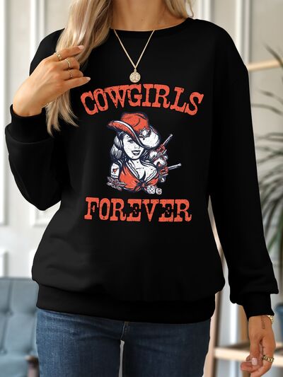 COWGIRLS FOREVER Round Neck Sweatshirt