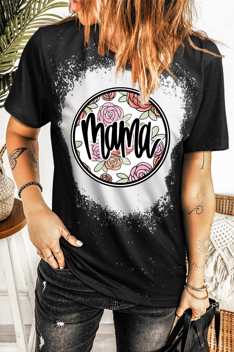 SAMPLE- MAMA Floral Graphic Round Neck Tee
