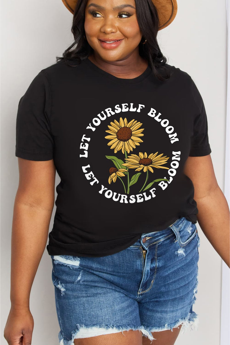 Simply Love Full Size LET YOURSELF BLOOM Graphic Cotton Tee