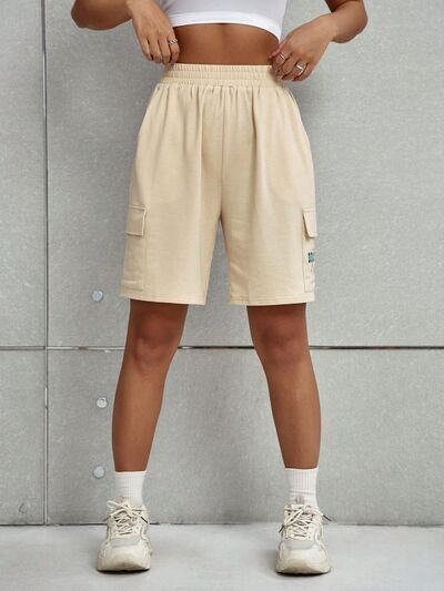 Pocketed Elastic Waist Shorts