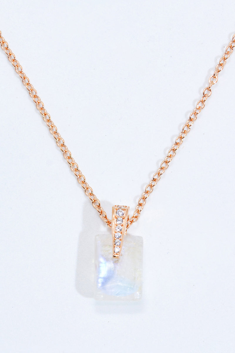 925 Sterling Silver Natural Moonstone Pendant Necklace