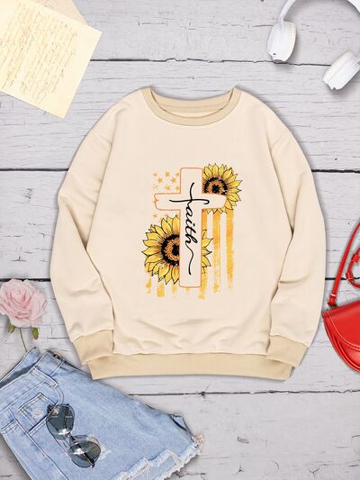 Sunflower Round Neck Dropped Shoulder Sweatshirt