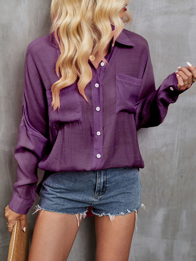 Pocketed Button Up Long Sleeve Shirt