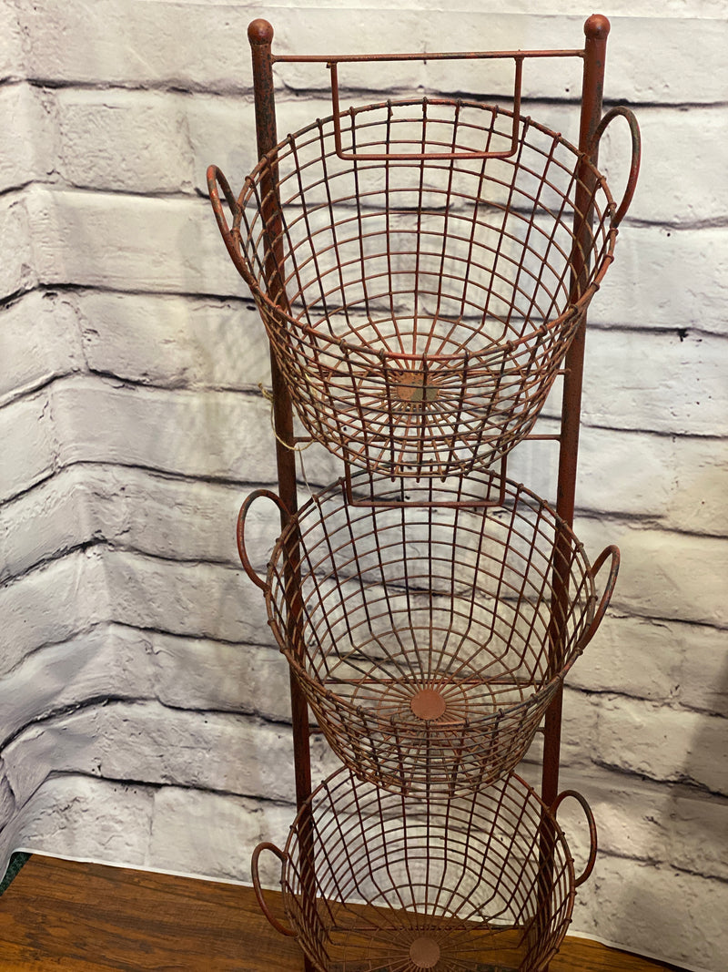 Red Wire Stacking Baskets vintage Style